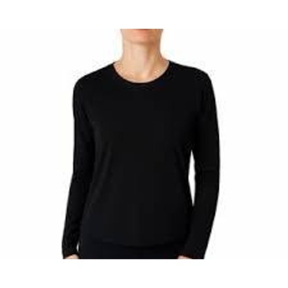 Segments Womens Black 100% Merino Wool Long Sleeve Crewneck Top XXL Base Layer